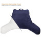 Soft Reading Pillow, TV & Bed Rest Pillow, Arms Support With Pockets - Navy Blue