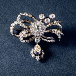 Edwardian Simulated Diamond Brooch 925 Sterling Silver Vintage Statement Jewelry