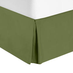 Solid Luxury Pleated Tailored Bed Skirt - 14” Drop Dust Ruffle, Full-Calla Green