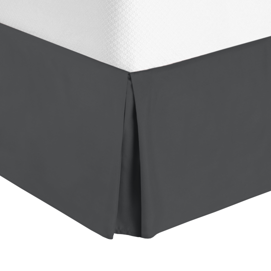 Hotel Luxury Pleated Tailored Bed Skirt - 14” Drop Dust Ruffle, Twin XL - Gray