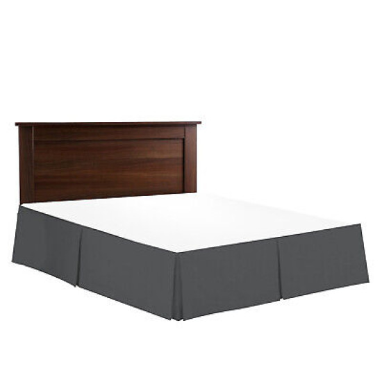 Hotel Luxury Pleated Tailored Bed Skirt - 14” Drop Dust Ruffle, Twin XL - Gray