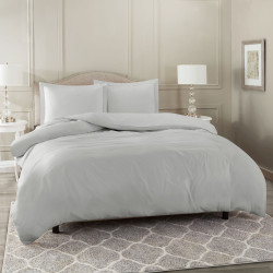 Duvet Cover Set Soft Brushed Comforter Cover W/Pillow Sham, Silver - King