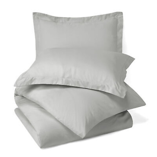 Duvet Cover Set Soft Brushed Comforter Cover W/Pillow Sham, Silver - King