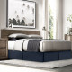 Luxury Pleated Tailored Bed Skirt - 14” Drop Dust Ruffle, Twin XL - Navy Blue