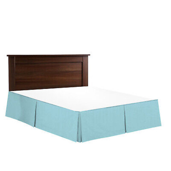 Premium Luxury Pleated Tailored Bed Skirt - 14” Drop Dust Ruffle, Twin XL - Aqua