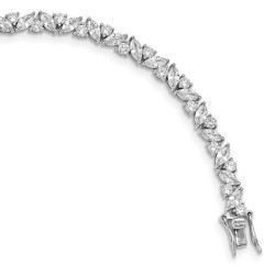 Women Marquise Style White Tennis Bracelet 925 Sterling Silver CZ Round Jewelry