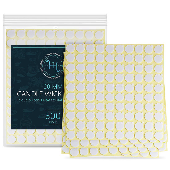 500 Candle Wick Stickers Double Sided Adhesive Heat-Resistant Candle Stickers