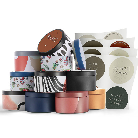 Candle Tins for Candle Making Metal Jars Storage Containers Lids and Stickers
