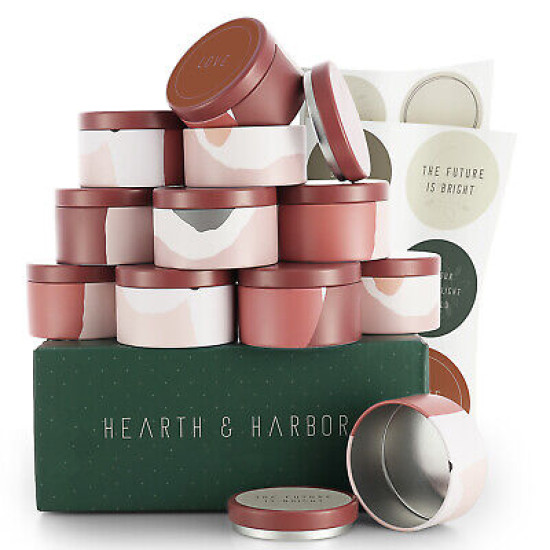 Candle Tins for Candle Making Metal Jars Storage Containers Lids and Stickers