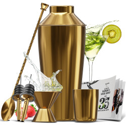 8 PC Bartender Kit, Complete Cocktail Shaker Bar Tools Set - Recipe Book & More