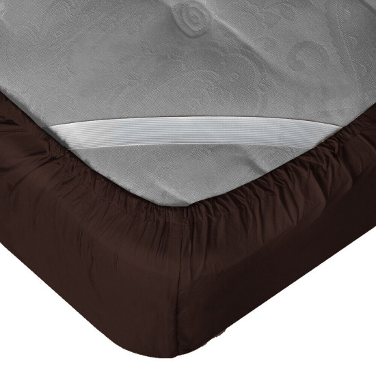 21” Extra Deep Pocket Ultra Soft Fitted Sheet Elastic All Around, Twin-Chocolate