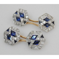 Lab Ceylone Blue Sapphire Cufflink Handmade Vintage Jewelry 925 Sterling Silver