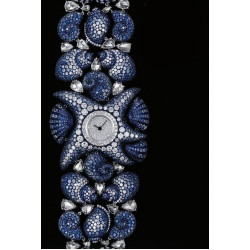 Lab Kashmir Blue Sapphire Women Wrist Watch 925 Sterling Silver Handmade Luxe