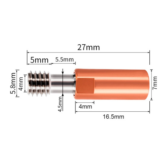 Ender3 CR10 V6 Bi-Metal Insulated Titanium Alloy Copper Throat for E3D V6 CR10 ENDER 5/3 CR-10S 1.75/4.1MM Hotend 3D Printer - V6 Smooth