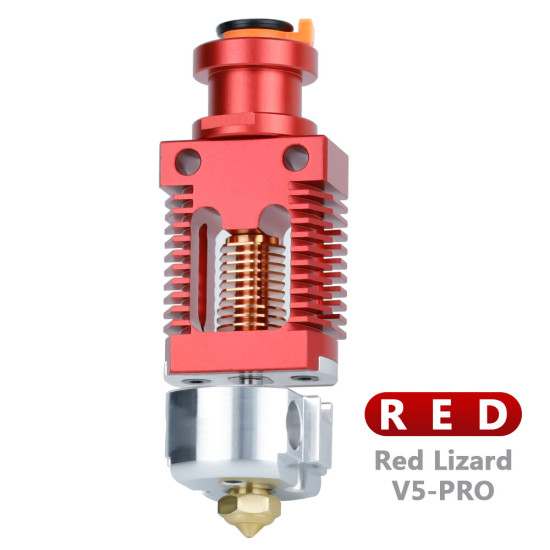 Red Lizard V5 Pro V6 Hot End Assembly Bimetal Thermal Insulation Copper Plating Hot End for CR-10 CR10S Ender-3 V2 Ender-3 3D Printer Parts - Aluminum-red