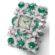 Syn Colombian Emerald Women's Statement Wrist Watch Handmade 925 Fine Silver New