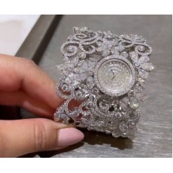 Handmade CZ Women's Wrist Watch Auction Luxury Fine Jewelry 925 Sterling Silver