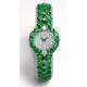 Green Women Wristwatch Sterling Silver 925 Pear Shape CZ Party Wear Jewelry