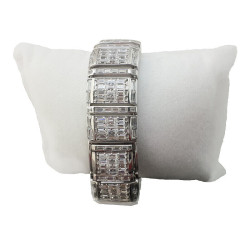 925 Sterling Silver Wristwatch Cubic Zirconia White Studded Baguette Jewelry