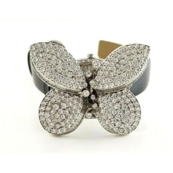 Cubic Zirconia Wristwatch 925 Sterling Silver butterfly Shape baguet Jewelry