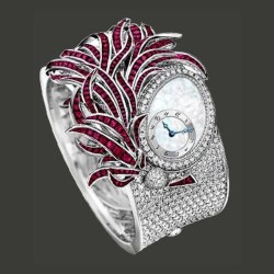 Lab Burma Ruby Women Wrist Watch Handmade Red Carpet Jewelry 925 Fine Silver New