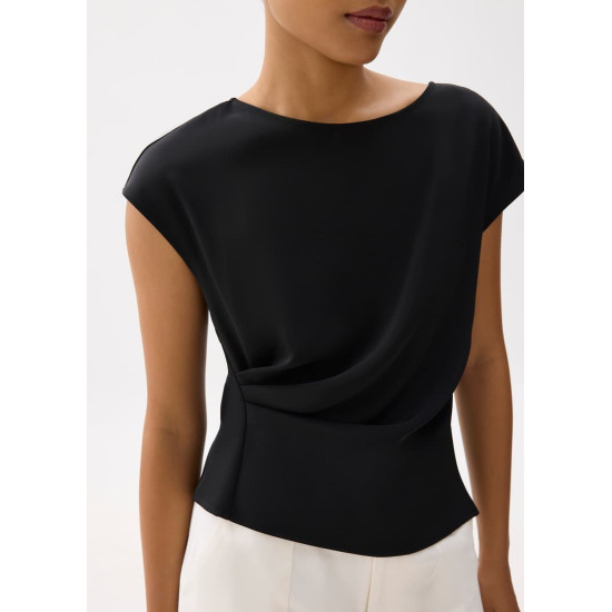 Rhea Boat Neck Drape Blouse