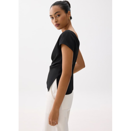 Rhea Boat Neck Drape Blouse