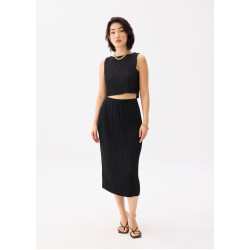 Dez Pleated Boat Neck Crop Top