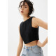 Dez Pleated Boat Neck Crop Top