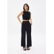 Dez Pleated Boat Neck Crop Top