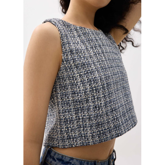 Kaori Tweed Crop Shell Top