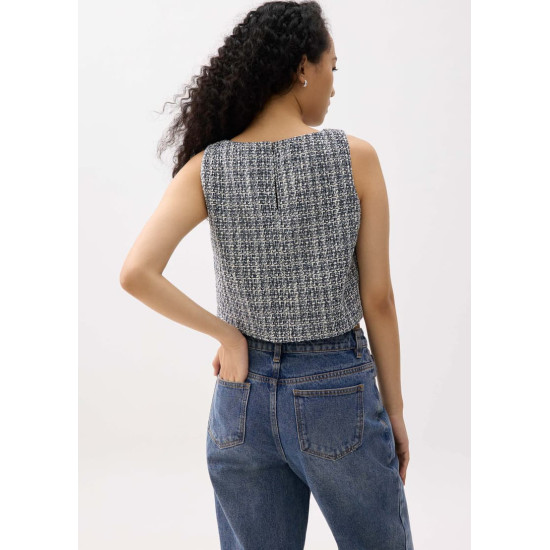 Kaori Tweed Crop Shell Top