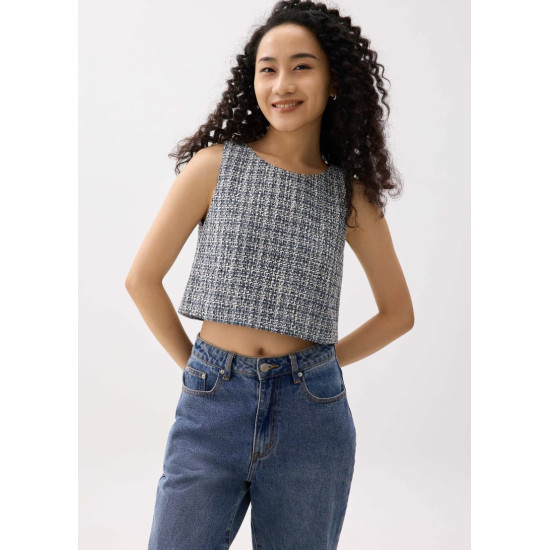 Kaori Tweed Crop Shell Top