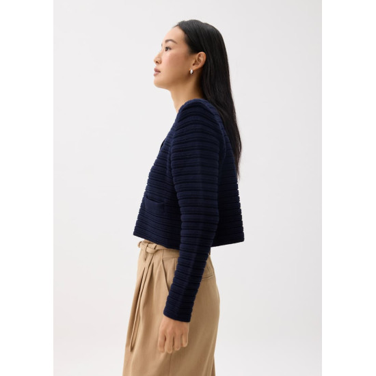 Kiara Shoulder Padded Crop Knit Cardigan