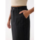 Striped Linen High Waist Column Midi Skirt