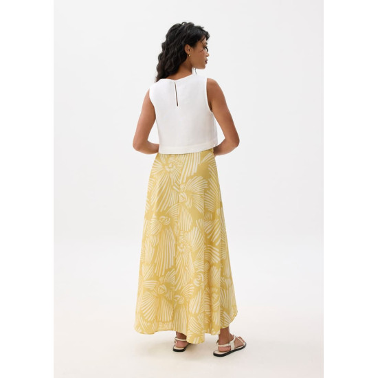 High Waist A-line Wrap Skirt in Kekana