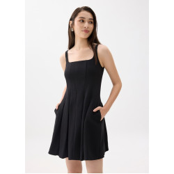 Square Neck Drop Waist Mini Dress