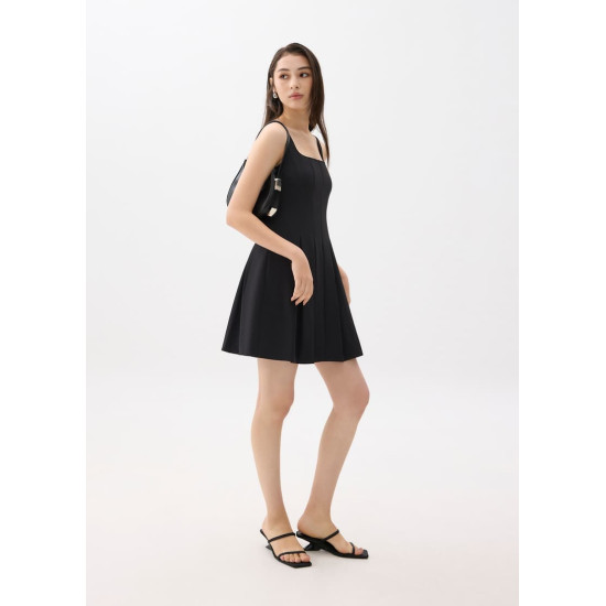 Square Neck Drop Waist Mini Dress