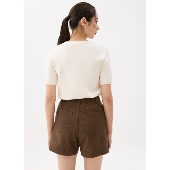 Cotton High Waist A-line Shorts