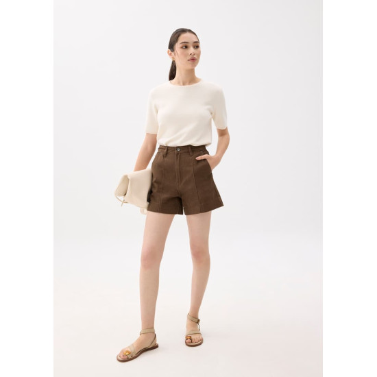 Cotton High Waist A-line Shorts