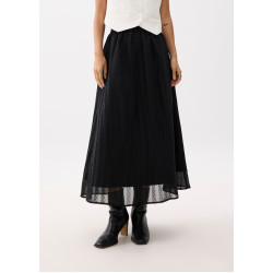 Elastic High Waist Crinkled Flare Maxi Skirt