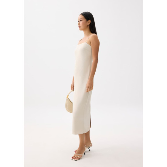 Straight Neck Slip Midi Dress