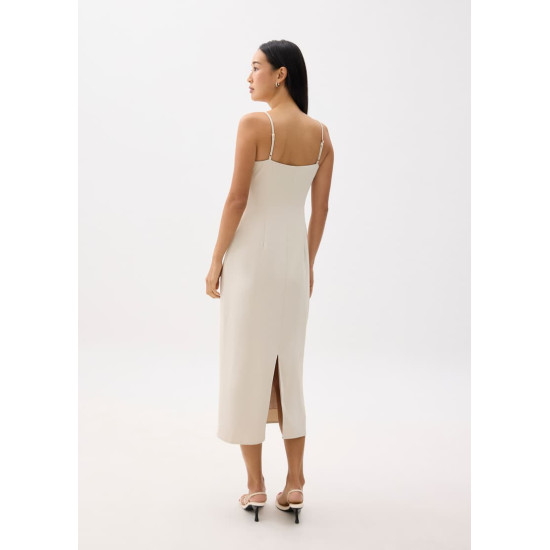 Straight Neck Slip Midi Dress