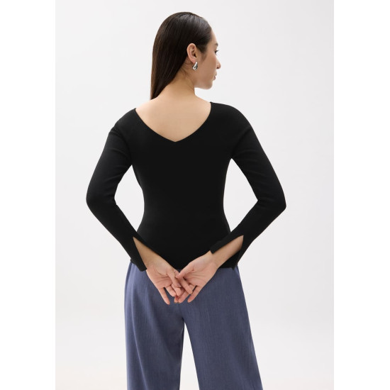 Hana Reversible Long Sleeve Knit Top