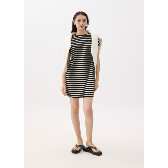 Striped Jersey Shift Mini Dress