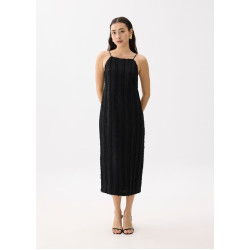 Fray Straight Neck Column Midaxi Dress