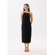 Fray Straight Neck Column Midaxi Dress