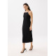 Fray Straight Neck Column Midaxi Dress