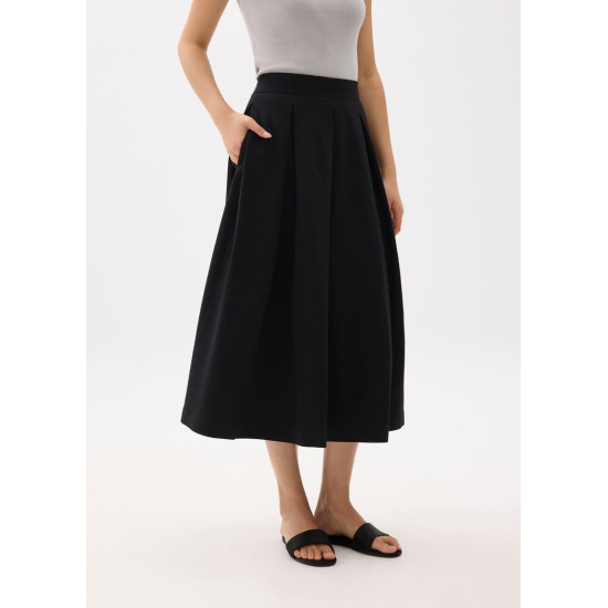 Lara Elastic Reversible Pleated Midi Skirt