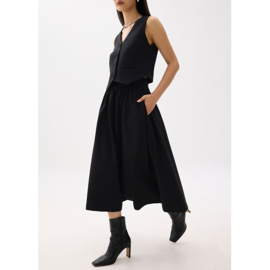 Lara Elastic Reversible Pleated Midi Skirt